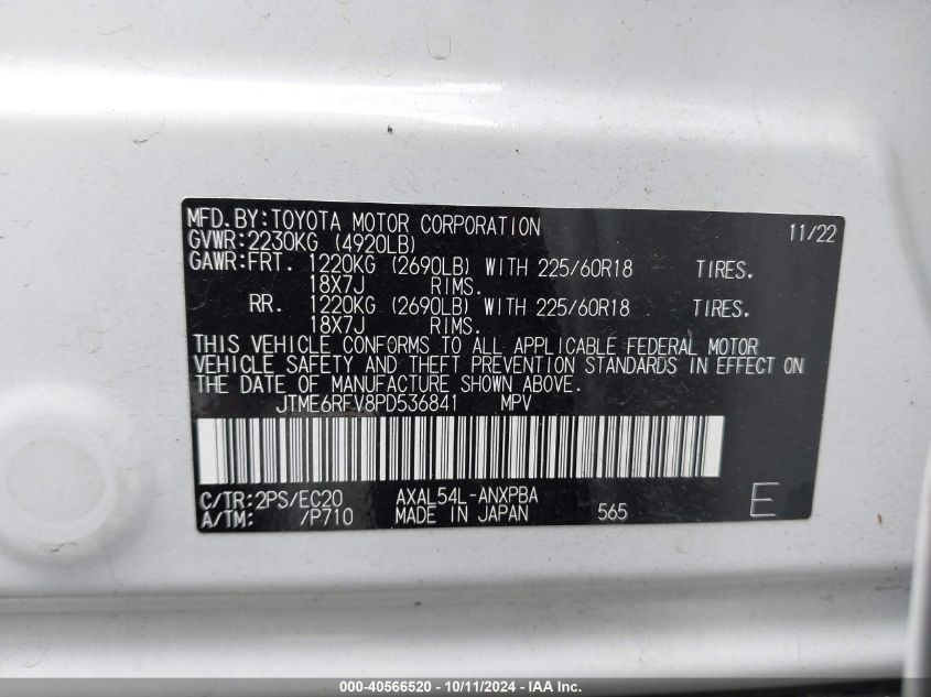 JTME6RFV8PD536841 2023 Toyota Rav4 Hybrid Xse