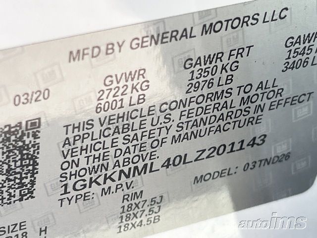 1GKKNML40LZ201143 2020 GMC Acadia Fwd Slt