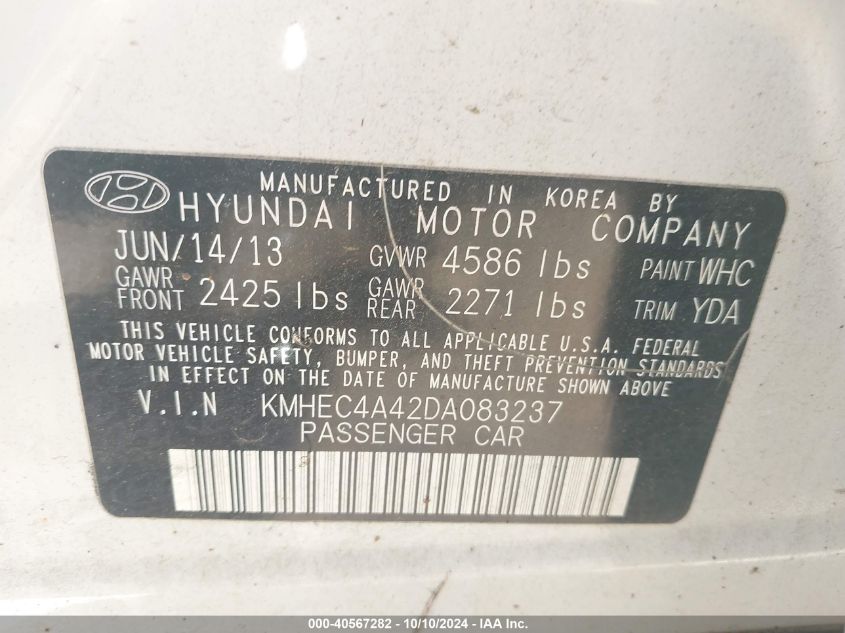 KMHEC4A42DA083237 2013 Hyundai Sonata Hybrid Limited