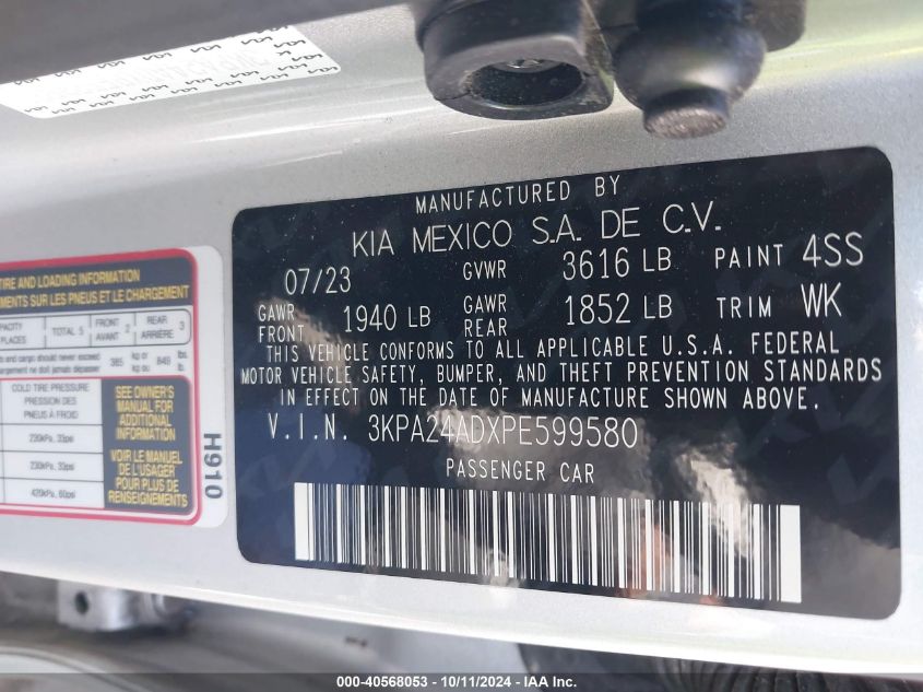 3KPA24ADXPE699680 2023 Kia Rio Lx/S