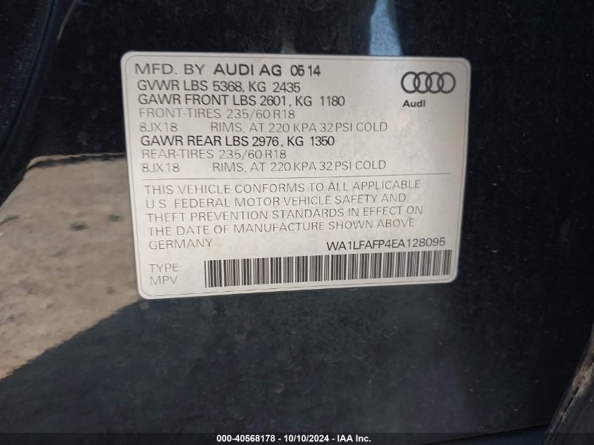 WA1LFAFP4EA128095 2014 Audi Q5 2.0T Premium