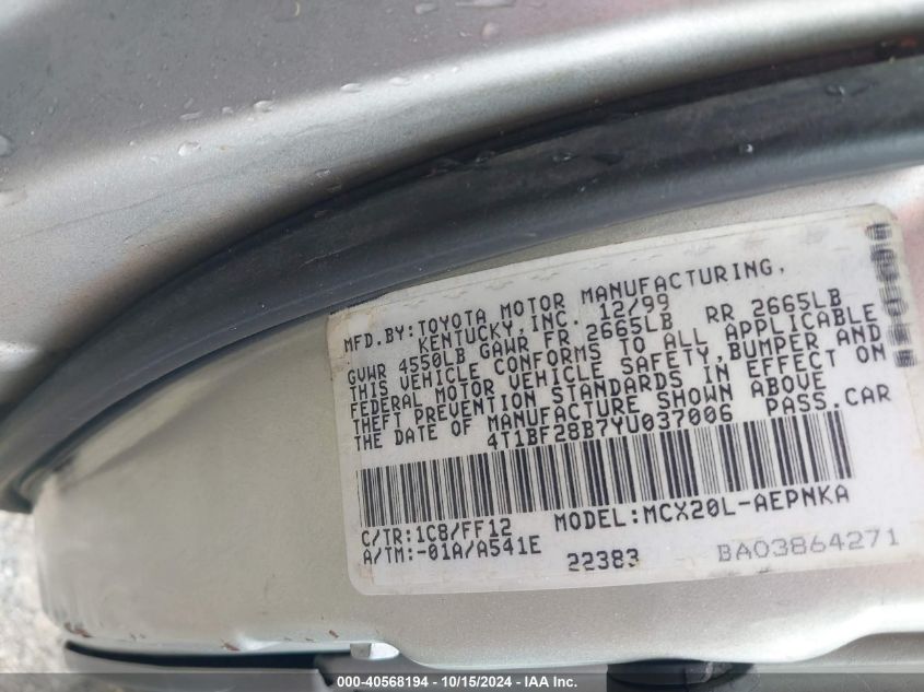 2004 Toyota Avalon Xl VIN: 4T1BF28B34U354078 Lot: 40568194