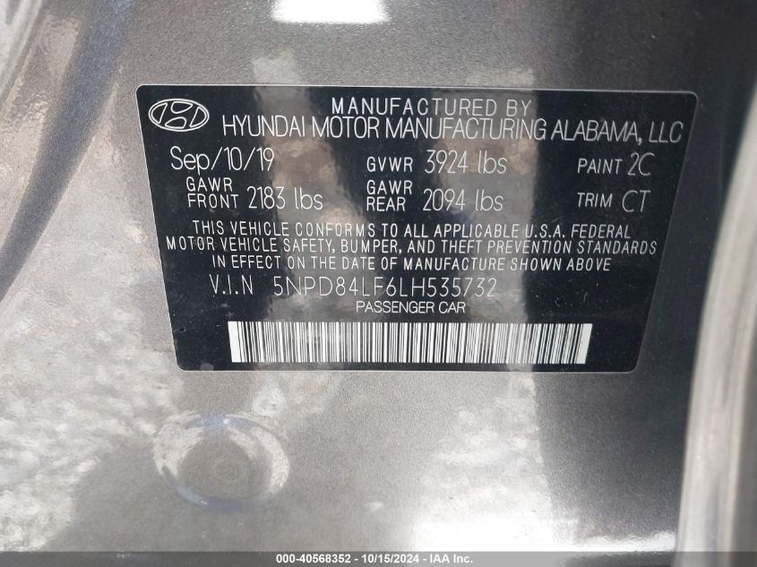 2020 HYUNDAI ELANTRA SEL - 5NPD84LF6LH535732