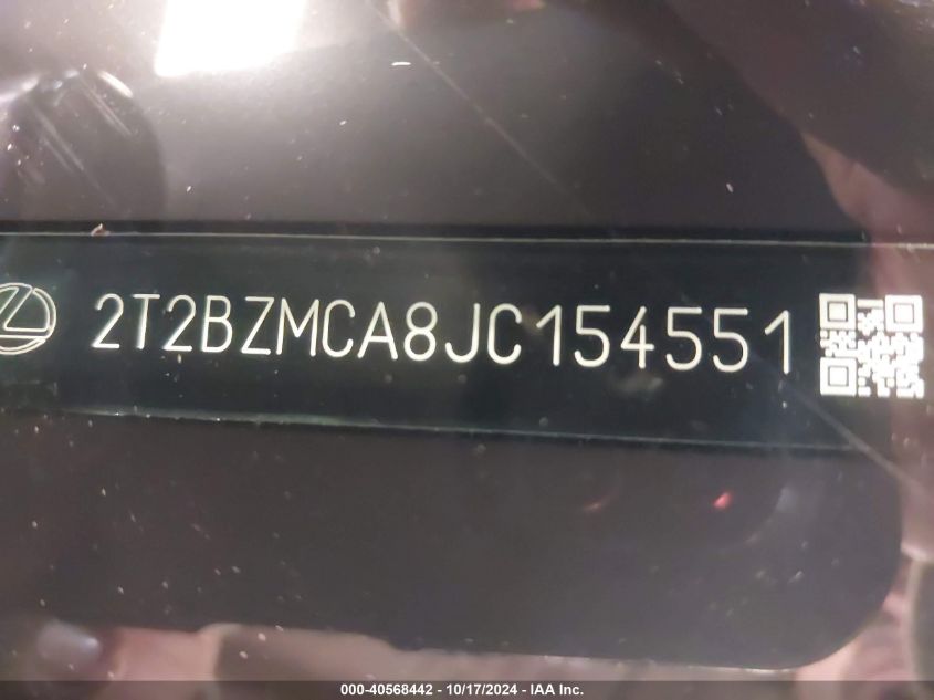 2018 Lexus Rx 350 VIN: 2T2BZMCA8JC154551 Lot: 40568442