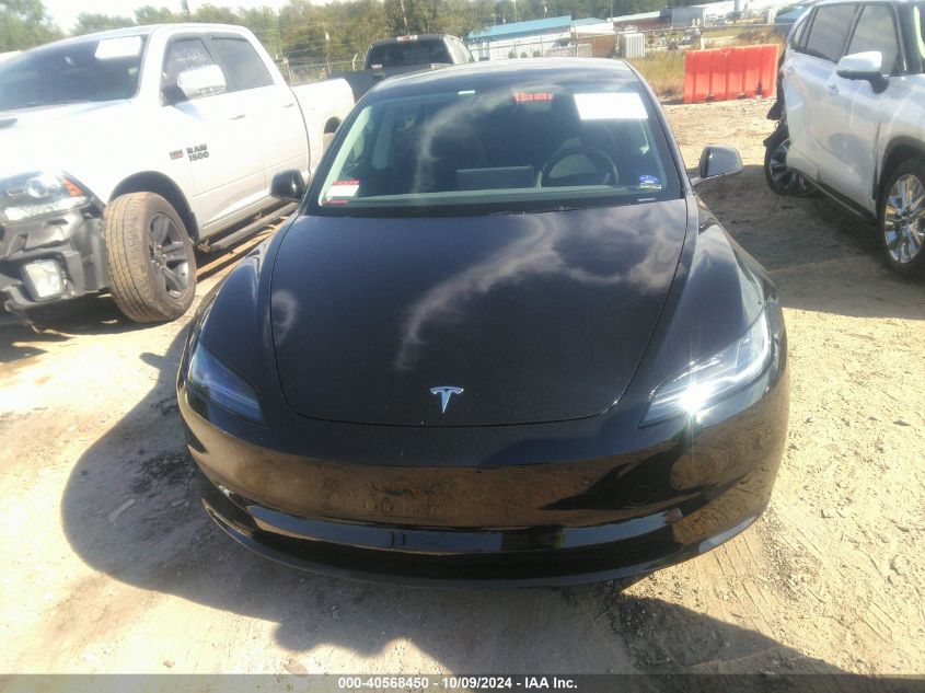 2024 Tesla Model 3 Long Range Dual Motor All-Wheel Drive VIN: 5YJ3E1EB5RF734176 Lot: 40568450