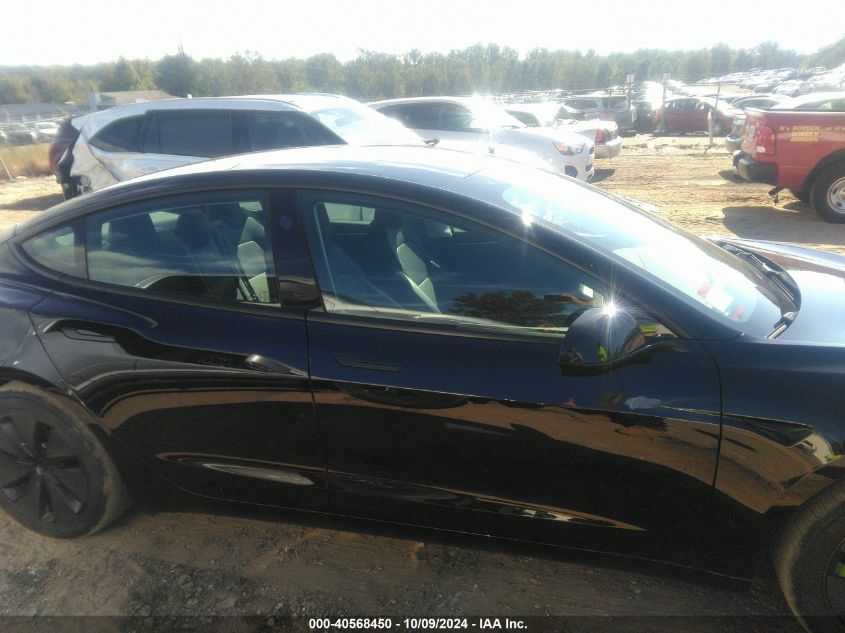 2024 Tesla Model 3 Long Range Dual Motor All-Wheel Drive VIN: 5YJ3E1EB5RF734176 Lot: 40568450