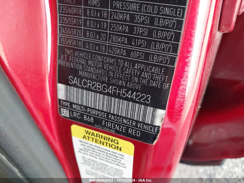 2015 Land Rover Discovery Sport Hse VIN: SALCR2BG4FH544223 Lot: 40568452