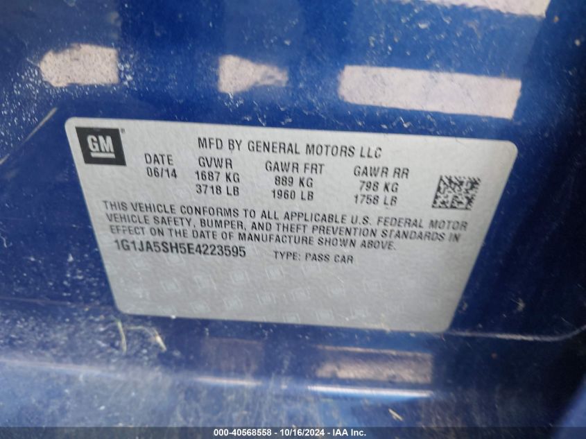 2014 Chevrolet Sonic Ls Auto VIN: 1G1JA5SH5E4223595 Lot: 40568558