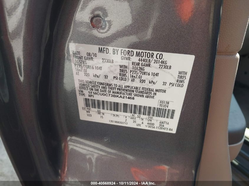 1FMCU0C73BKA21468 2011 Ford Escape Xls