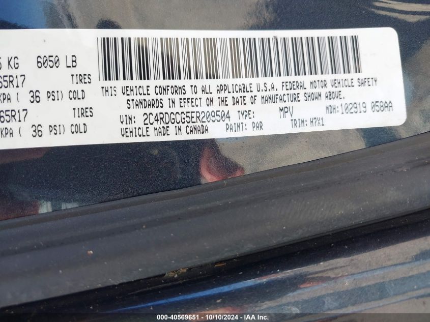 2C4RDGCG5ER209504 2014 Dodge Grand Caravan Sxt