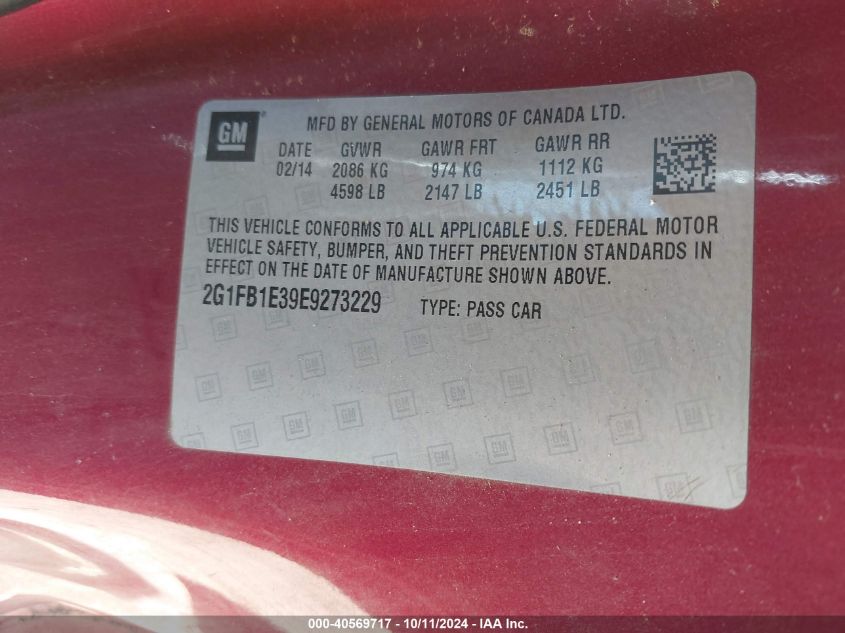 2G1FB1E39E9273229 2014 Chevrolet Camaro 1Lt