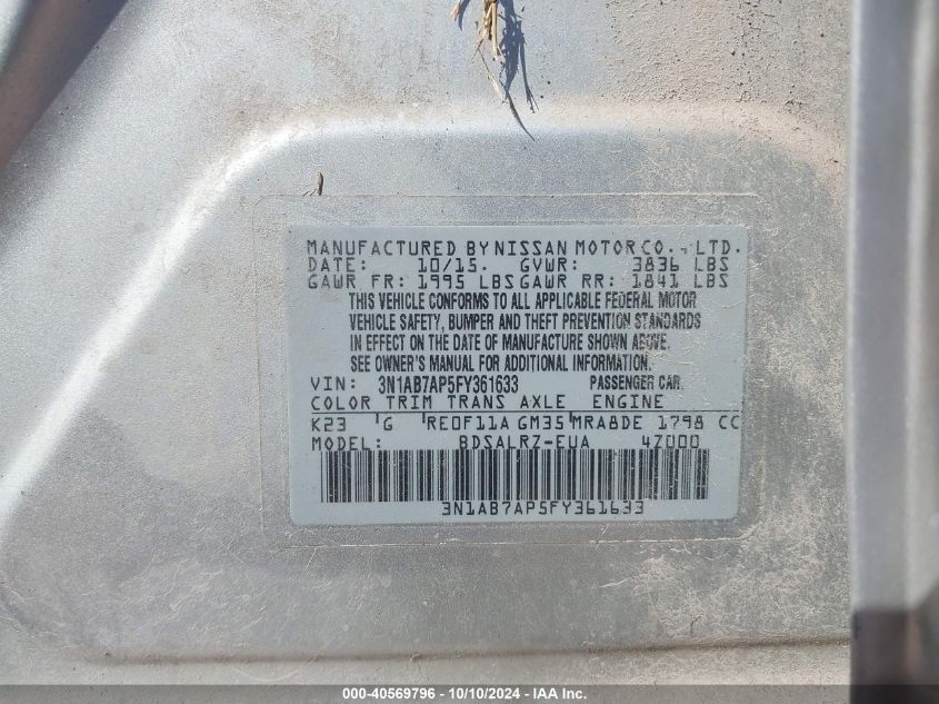 3N1AB7AP5FY361633 2015 Nissan Sentra Sr