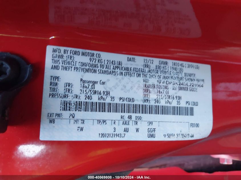 1FADP3K24DL226064 2013 Ford Focus Se