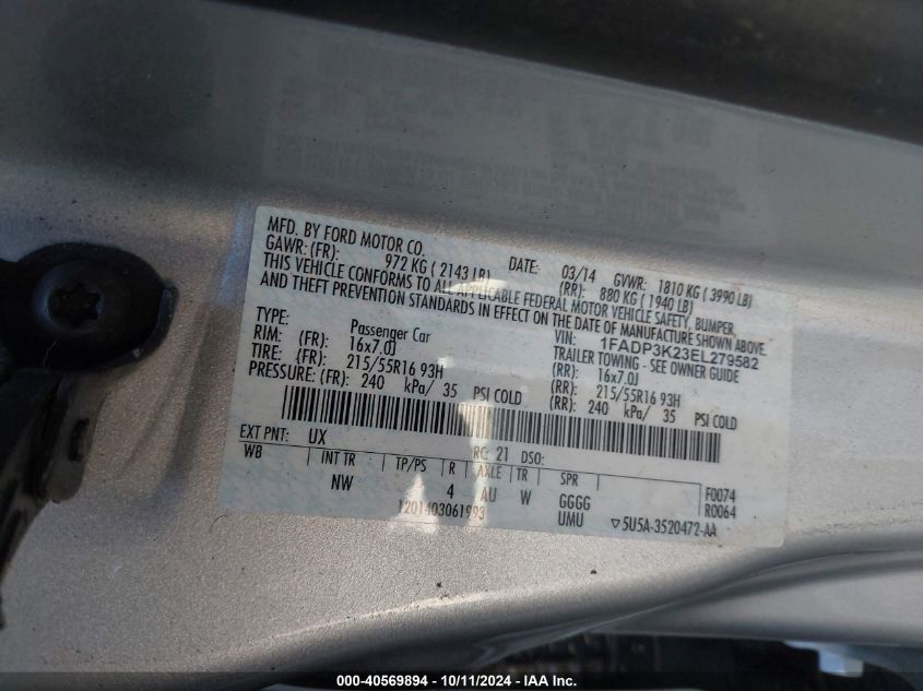 1FADP3K23EL279582 2014 Ford Focus Se