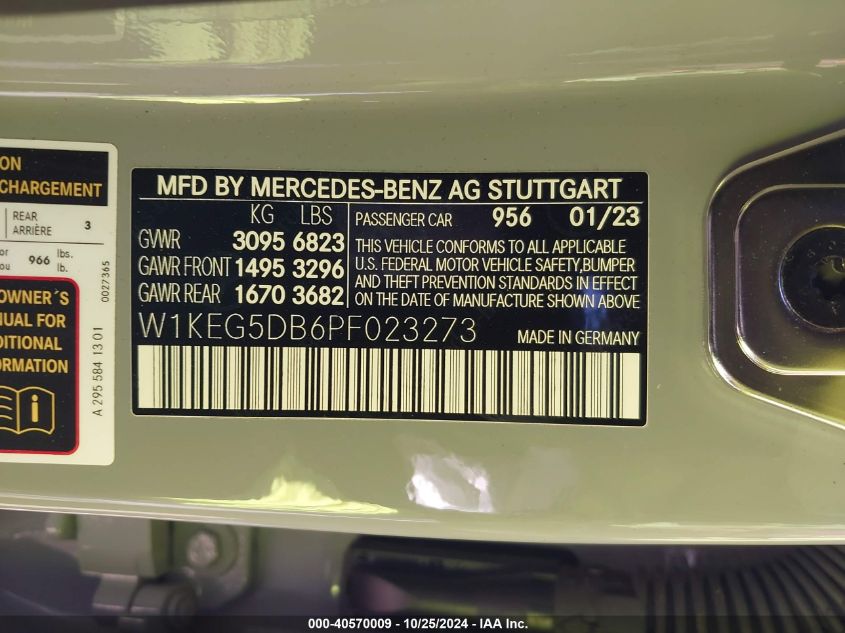 2023 Mercedes-Benz Amg Eqe 4Matic VIN: W1KEG5DB6PF023273 Lot: 40570009