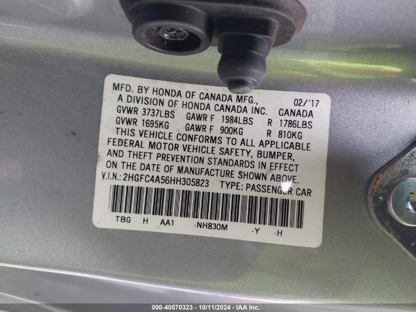 2HGFC4A56HH305823 2017 Honda Civic Lx