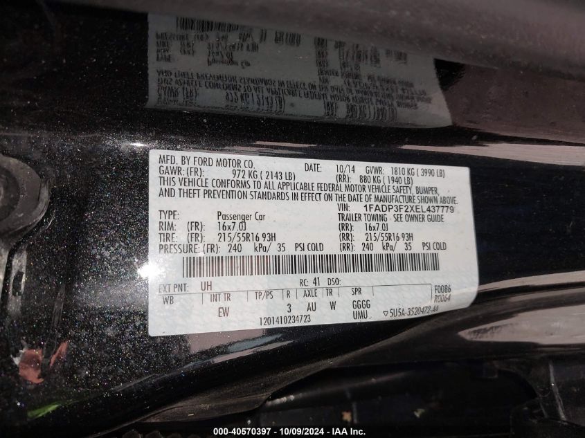 1FADP3F2XEL437779 2014 Ford Focus Se