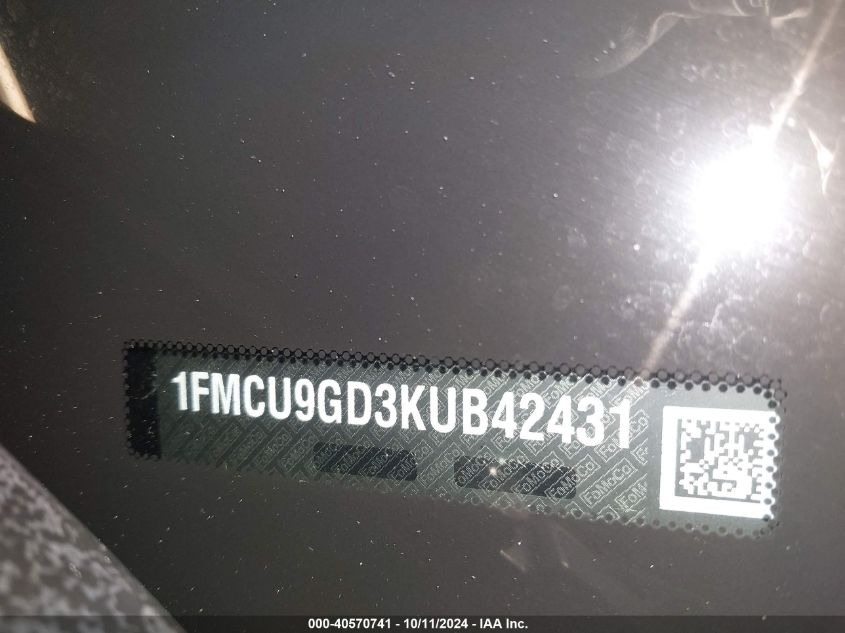 1FMCU9GD3KUB42431 2019 Ford Escape Se