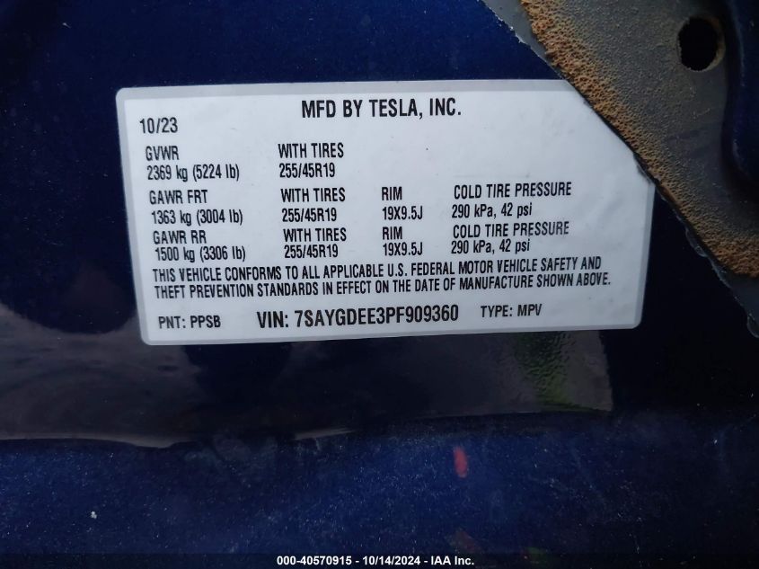 2023 TESLA MODEL Y - 7SAYGDEE3PF909360