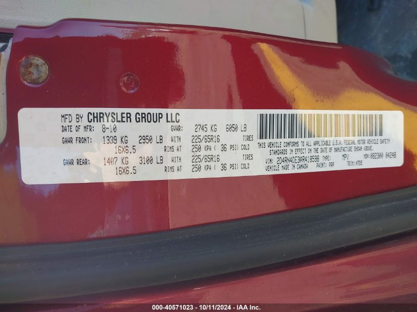 2D4RN4DE3AR418598 2010 Dodge Grand Caravan Se