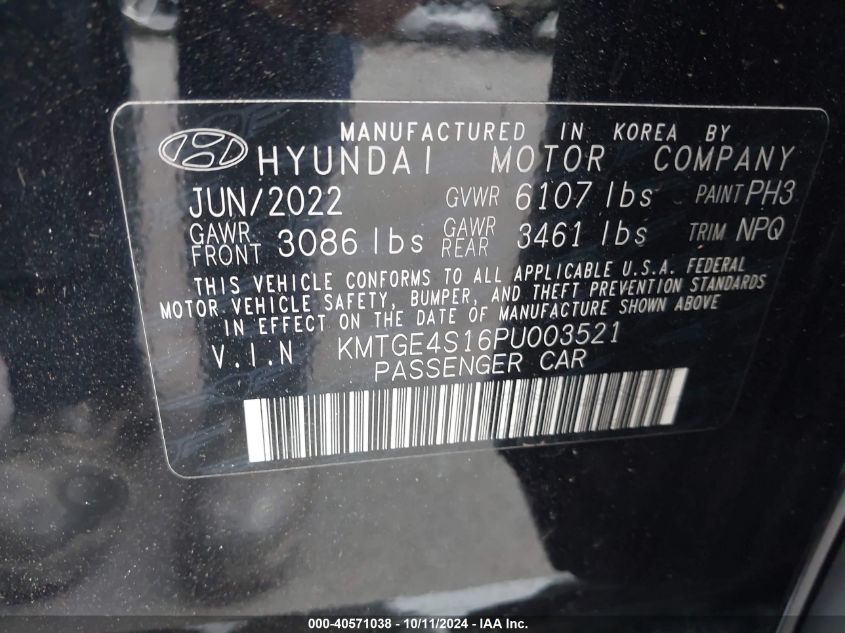 2023 Genesis Electrified G80 VIN: KMTGE4S16PU003521 Lot: 40571038