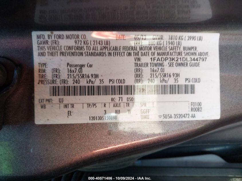 1FADP3K21DL344797 2013 Ford Focus Se