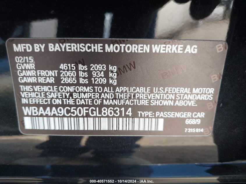 2015 BMW 4 SERIES 428I WBA4A9C50FGL86314