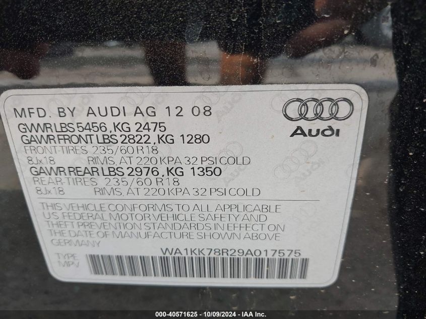 WA1KK78R29A017575 2009 Audi Q5 3.2 Premium