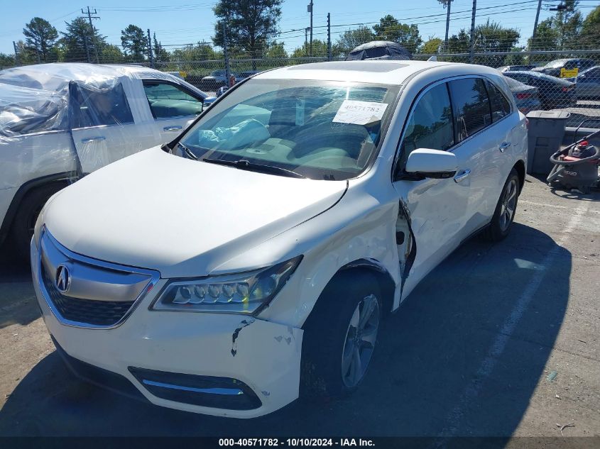 VIN 5FRYD3H20GB007913 2016 Acura MDX, Acurawatch Pl... no.2