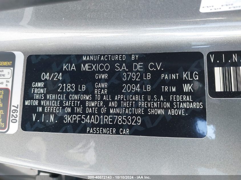 3KPF54AD1RE785329 2024 Kia Forte Gt-Line