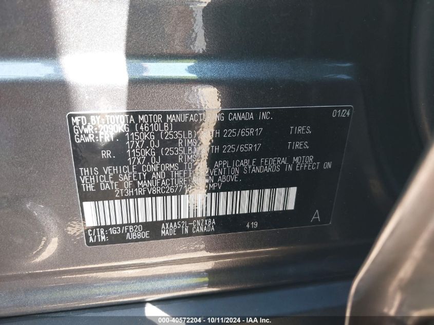 2T3H1RFV8RC267713 2024 Toyota Rav4 Le