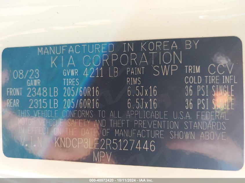 KNDCP3LE2R5127446 2024 Kia Niro Lx