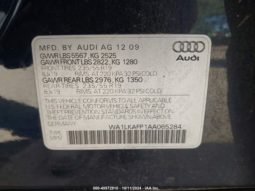 WA1LKAFP1AA065284 2010 Audi Q5 Premium Plus