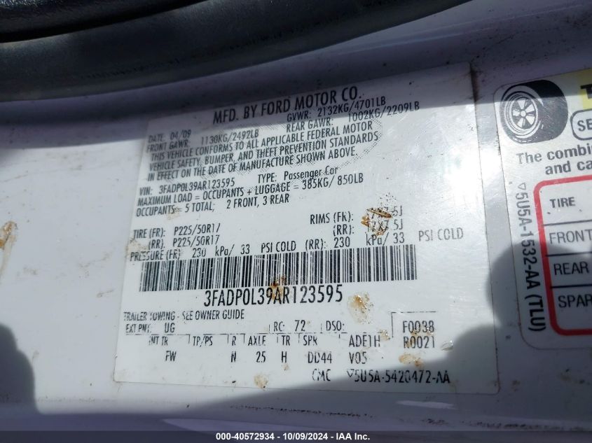 3FADP0L39AR123595 2010 Ford Fusion Hybrid