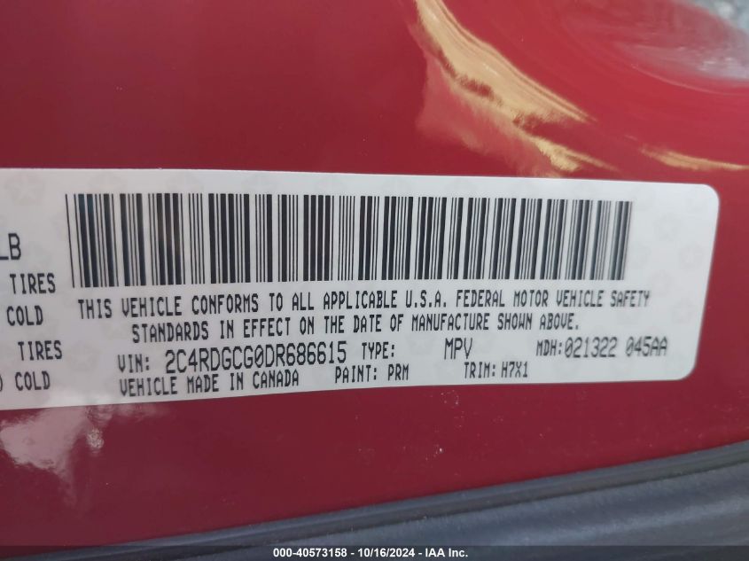 2013 DODGE GRAND CARAVAN SXT - 2C4RDGCG0DR686615