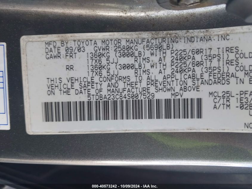 5TDBA23C84S007529 2004 Toyota Sienna Le