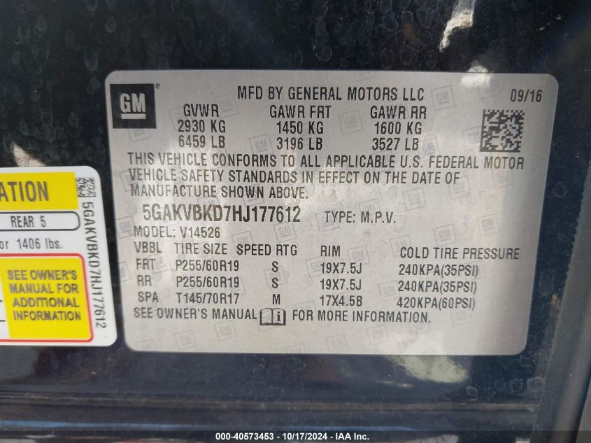 VIN 1FA6P8TH8F5404039 2017 BUICK ENCLAVE no.9