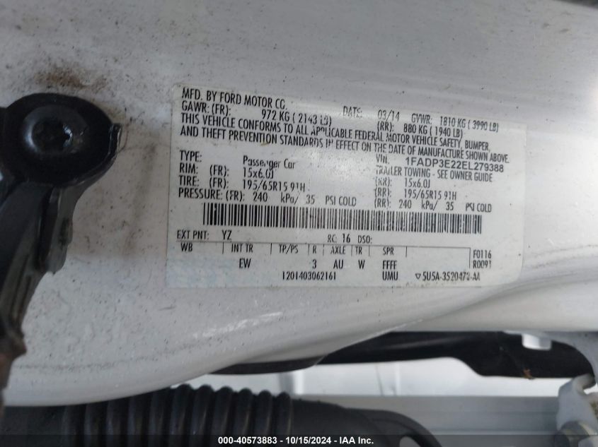 2014 FORD FOCUS S - 1FADP3E22EL279388