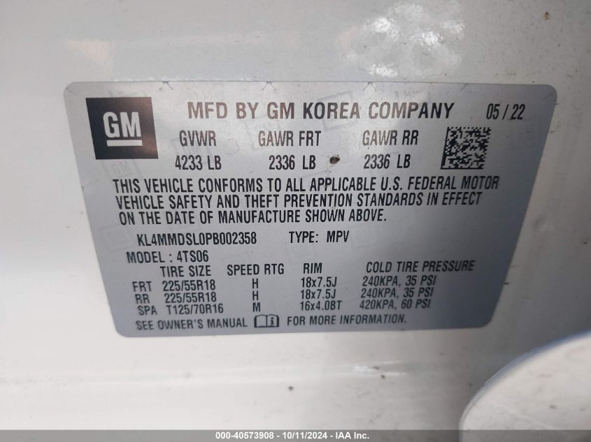 2023 Buick Encore Gx Select VIN: KL4MMDSL0PB002358 Lot: 40573908