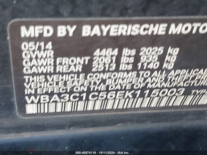 WBA3C1C56EK115003 2014 BMW 328I