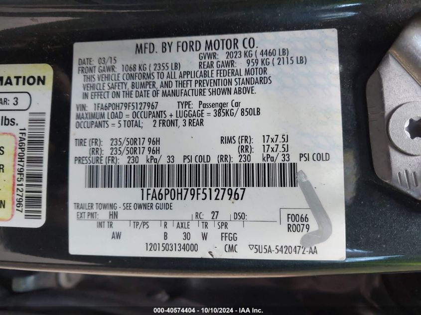 1FA6P0H79F5127967 2015 Ford Fusion Se