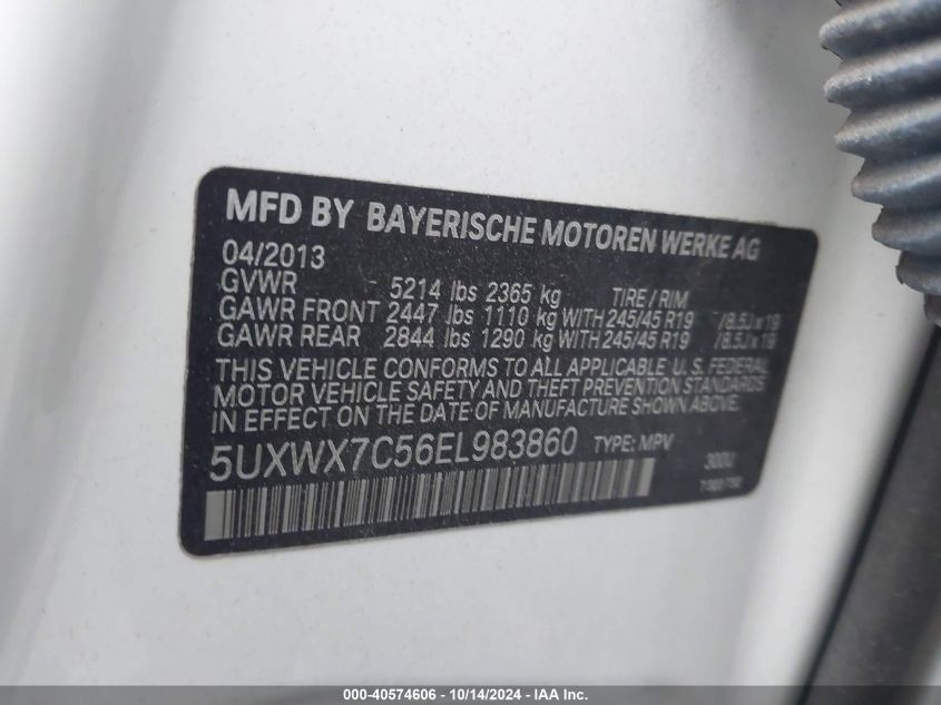 VIN 5UXWX7C56EL983860 2014 BMW X3, Xdrive35I no.9