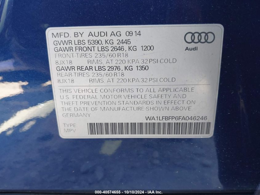 WA1LFBFP6FA046246 2015 Audi Q5 2.0T Premium