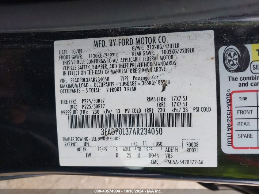 3FADP0L37AR234050 2010 Ford Fusion Hybrid