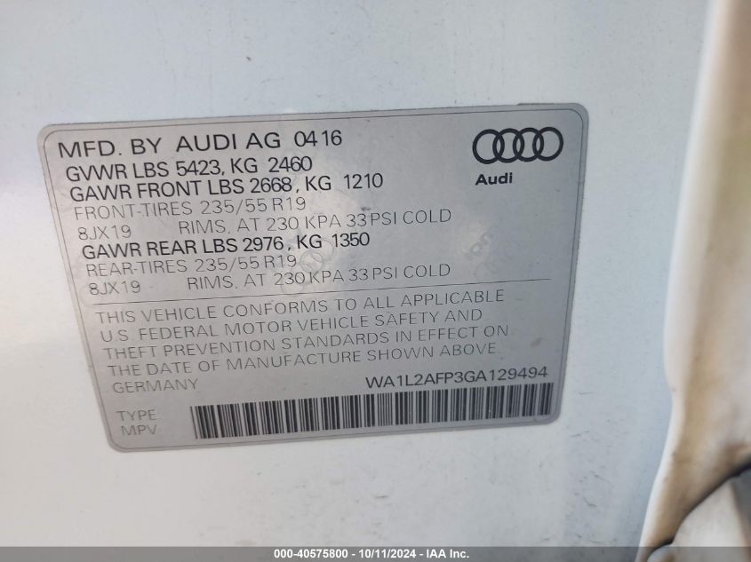 WA1L2AFP3GA129494 2016 Audi Q5 Premium Plus