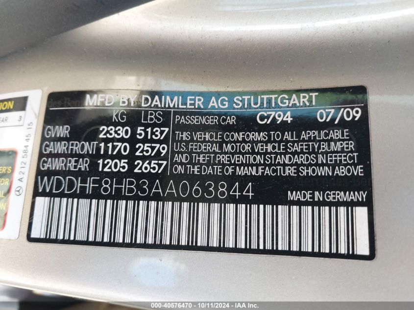 WDDHF8HB3AA063844 2010 Mercedes-Benz E 350 4Matic