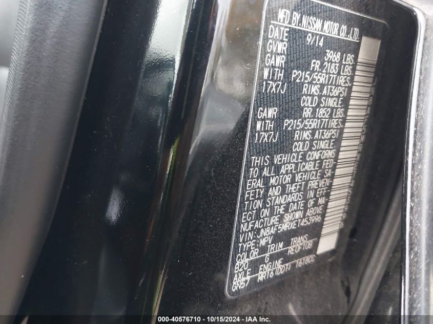 2014 NISSAN JUKE SL - JN8AF5MRXET453996