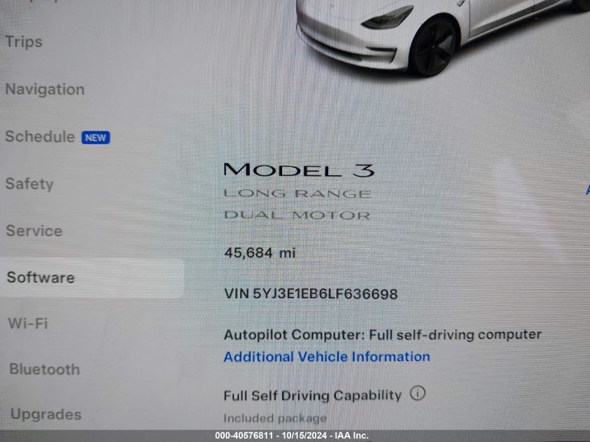 2020 Tesla Model 3 Long Range Dual Motor All-Wheel Drive VIN: 5YJ3E1EB6LF636698 Lot: 40576811