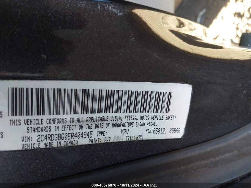 2C4RDGBG0ER404945 2014 Dodge Grand Caravan Se