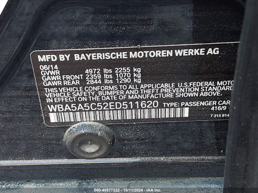 WBA5A5C52ED511620 2014 BMW 528I